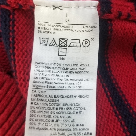 GAP Striped Knitted Sweater. Boat Neckline. Ribbed Hemline and Cuffs. Size Large - Picture 5 of 5